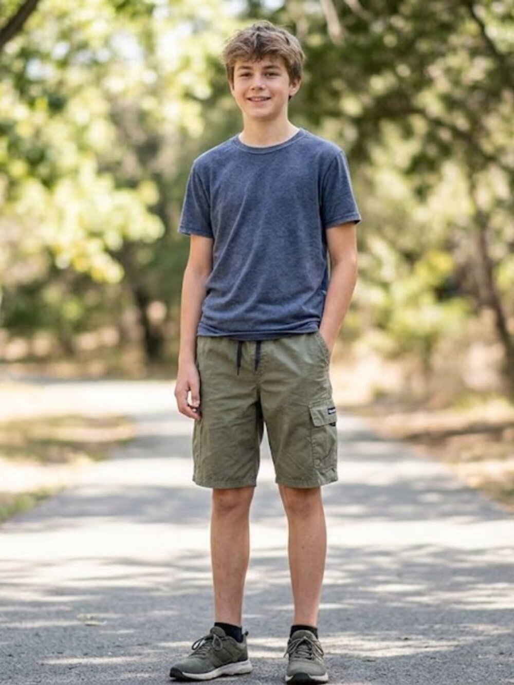 Timberland Boys Olive Green Cargo Shorts Elastic Drawstring Waist L 14-16